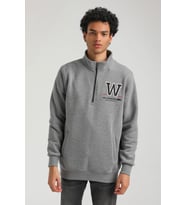 Gri Slim Fit Half-Zip Sweatshirt 23FWM64065