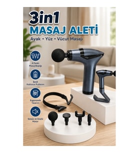 3in1 Şarjlı Titreşimli Masaj Aleti Ayak Yüz Vücut Masaj Cihazı Esneme Bantlı