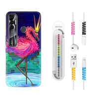 Tecno Spark 6 6 Go 8C 8 Pro 7 7 Pro Kılıf Kablo Koruma Spiral Silikon Queen Flamingo 1748