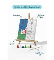 Renkli Minareli Cami Şövaleli Boya Seti 20x20