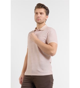 Kısa Kol Baskılı Pike Polo Yaka Cepsiz esnek Casual Slim Fit Tişört 1011250153