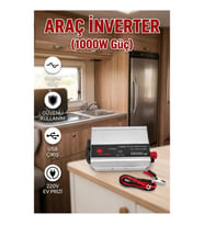 1000W Araç İnvertörü – 220V Ev Tipi Priz Çıkışlı Elektrik Dönüştürücü
