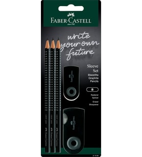 Faber-Castell Kol Seti Siyah - 3 X Grip 2001 B Kalem, 1 X Kol Mini Silgi, 1 X Kol Ikili Bileme Kutus