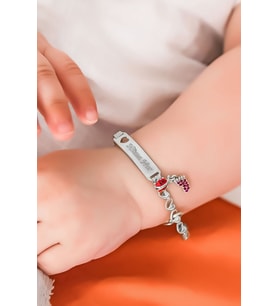 Papatya Silver 925 Ayar Gümüş Uğur Böcekli Pembe Ayaklı İsimli Kız Bebek Künyesi (Rodyum)