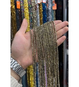 Hematit Taşı Dalgalı Kesim Parlak Antik Sarı 4x2mm Doğal Taş Dizi