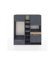 Kronos Dolap 12 Raflı Tek Çekmeceli 8 Kapaklı 220x59x243 Antrasit-Antrasit/Çam
