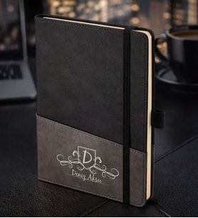 BK Gift Kişiye Özel Siyah Termo Deri Defter -10, Kartvizit Bölmeli, Çizgili Ivory Kağıt