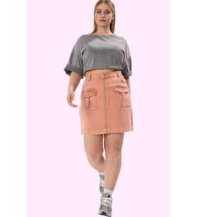 Kadın Denim Mini Etek A line Siluet Yüksek Bel Günlük Kombinler Yaz Aylarının Vazgeçilmezi (Kiremit)