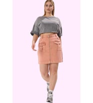Kadın Denim Mini Etek A line Siluet Yüksek Bel Günlük Kombinler Yaz Aylarının Vazgeçilmezi (Kiremit)