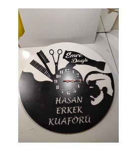 Kuaför Duvar Saati Muhteşem tasaım 3+3 mm mdf (kaliteli)