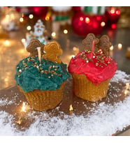 2’ li Yeni Yıl Temalı Muffin Mum Seti (Yılbaşı Kırmızısı)