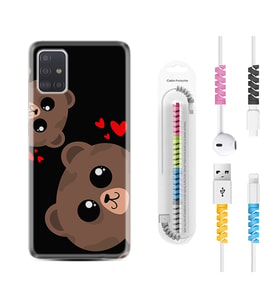 Samsung a71 A72 A73 A7 A9 2018 C7 C9 Kılıf Kablo Koruma Spiral Silikon Love Animals 1780