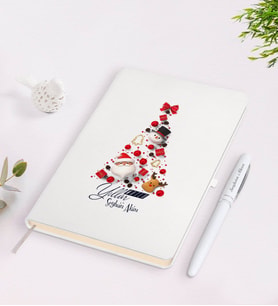 BK Gift Kişiye Özel Yılbaşı Mutlu Yıllar Tasarımlı Beyaz Defter ve Kalem Seti - 7