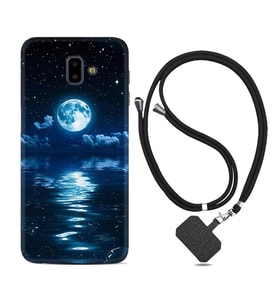 Samsung J6 Plus J7 Prime J7 Pro M20 Kılıf Boyun Askılı Silikon Night Moon 1133