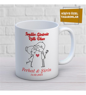 Kişiye Özel İsim Yazılabilir Sevgi Temalı Kupa Bardak