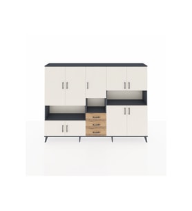 Arges Dolap 13 Raflı 3 Çekmeceli 9 Kapaklı 220x30x163 Antrasit-Aytaşı/Çam