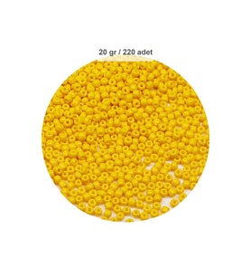 Sarı Renk 4 mm Yaklaşık 220 adet/20 gram Cam Boncuk Oya Yazma Bileklik ve Kolye
