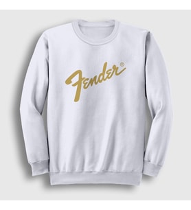 Presmono Unisex Beyaz Logo Fender Gitar Gitarist Sweatshirt 442610tt (Beyaz)