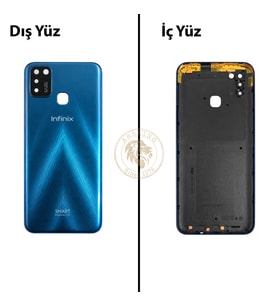 Infinix Smart 5 Mavi Uyumlu Arka Kapak Arka Cam Batarya Pil Kapağı Lazer Kesim Back Cover