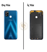 Infinix Smart 5 Mavi Uyumlu Arka Kapak Arka Cam Batarya Pil Kapağı Lazer Kesim Back Cover