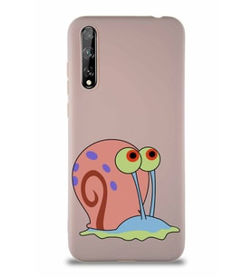 Huawei P Smart S Soft Premier Kapak Salyangoz Gary Tasarımlı Silikon Kılıf - Pudra (Şeffaf)