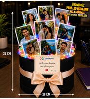 Kişiye Özel Led Işıklı Premium Ürün Fotoğraflı Silindir Buketi 9 Adet Doğum Günü Hediyesi - Sevgiliye Hediye - Arkadaşa Hediye - Erkek Hediye - Babaya Hediye -