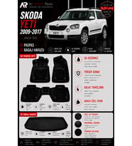 SKODA YETI 2009-2017 Araca Özel 3D Paspas + 3D Bagaj Havuzu