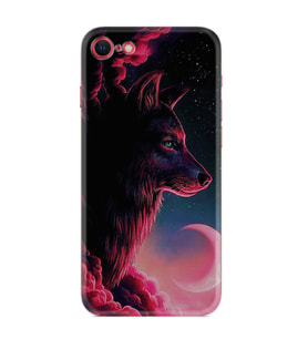 Apple iPhone 5 6 7 8 Plus Se XR Kılıf Desemli Silikon Wolf and Moon 1380