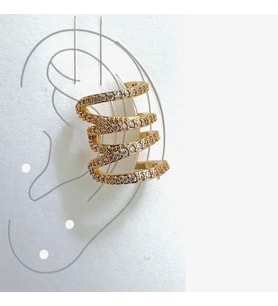 Earcuff Sıkıştırmalı Pirinç Kıkırdak Küpe Sarmal Zirkon Taşlı Altın Renk