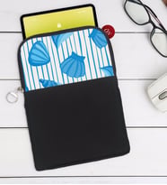 BK Gift Deniz Kabukları Tasarımlı Taşınabilir Koruyucu Tablet Kılıfı & Organizer Çanta - Siyah-2