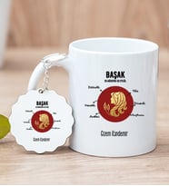 Kişiye Özel Başak Burcuna Hediye Beyaz Kupa Bardak ve Anahtarlık