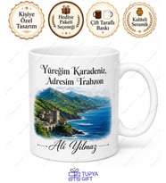 Trabzon Temalı Baskılı Kupa Bardak Hediye Trabzonlu Özel Tasarım Mug