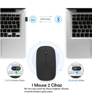 Diperla Bluetooth & Wireless Şarjlı Sessiz Tuşlu Kablosuz Mouse Siyah Yeni Desen BT15