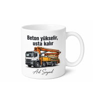 Pompa Operatörüne Hediye Katlara Beton Basan Vinçli Pompa Ustalık Kupa Bardak