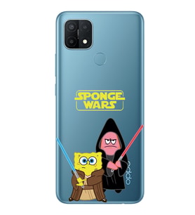 Oppo A15 / A15S Uyumlu Sunger Bob Star Wars Desenli Şeffaf Telefon Kılıfı