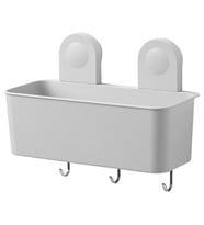 Vantuzlu Banyo Duş Sepeti 26x21 Cm MeridyenDukkan 3 Kancalı-Su Delikli Banyo Dekorasyonu-Sepeti (Beyaz)