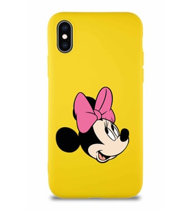 Apple iPhone X Soft Premier Kapak Minnie Mouse-A Tasarımlı Silikon Kılıf - Sarı (Şeffaf)