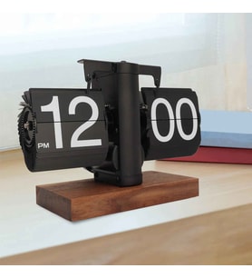 Vintage Flip Clock Mekanik Sayfa Çevirme Saat – Minimalist Retro Masa Saati, Ofis ve Ev Dekoratif Saat (Siyah)