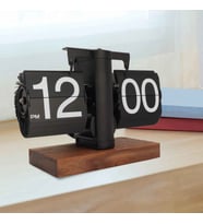 Vintage Flip Clock Mekanik Sayfa Çevirme Saat – Minimalist Retro Masa Saati, Ofis ve Ev Dekoratif Saat (Siyah)
