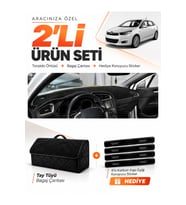 CITROEN C4 (2011-2020) Uyumlu Torpido Örtüsü + Tay Tüyü Bagaj Çantası + Sticker Seti - Siyah