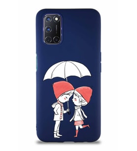 Oppo A52 Soft Premier Kapak Aşk Tasarımlı Silikon Kılıf - Lacivert (Şeffaf)