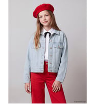 LCW Kids İndigo Çizgili Kız Çocuk Jean Ceket