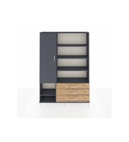 Arges Dolap 9 Raflı 3 Çekmeceli Tek Kapaklı  132x30x195 Antrasit-Antrasit/Çam