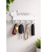 Home Yazılı Duvar Anahtarlığı – 4 Askılı Dekoratif Anahtar Askısı  Minimal & Modern Tasarım