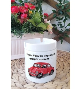 Hayatı Vosvos Yapmışım Baskılı Beyaz Seramik Kokusuz Kül Tablası
