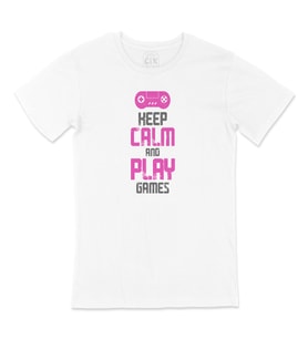 Pembe Keep Calm Play Game Tişört