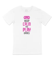 Pembe Keep Calm Play Game Tişört