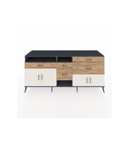 Kronos Konsol 4 Raflı 5 Çekmeceli 4 Kapaklı 220x59x99 Antrasit-Aytaşı/Çam