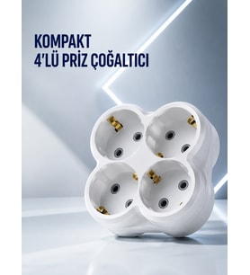 Duvar Tipi Priz Çoğaltıcı 4 Çıkışlı Kablosuz Kompakt Priz Adaptörü