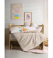 Cotton Box Pucnh Nakışlı Bebek Nevresim Takımı Kiddo Krem (STD)